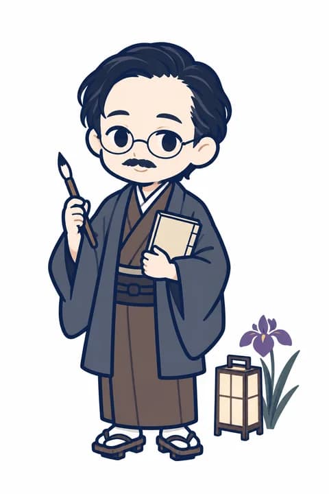 岡本綺堂の案内キャラクター（イラスト）